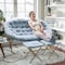 Flash Furniture Eleanor 56-in Portable Folding Double Saucer Chair w/2 Folding Ottomans, Aqua Faux Fur w/Gold Frame FV-FDS-001-2FR-DTAQ-SGD-GG - alternate 3